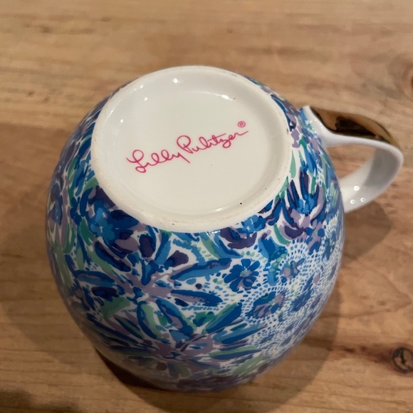 Lilly Pulitzer Blue Green Purple Floral Mug with Gold Handle Accents Colorful OS - Picture 6 of 7